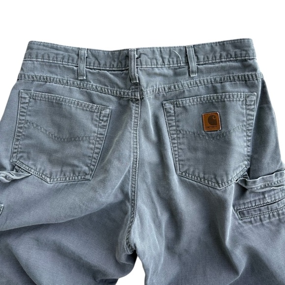 Vintage Distressed Faded Carhartt B160 Dark Moss Carpenter Pants 34x32 - Picture 3 of 9